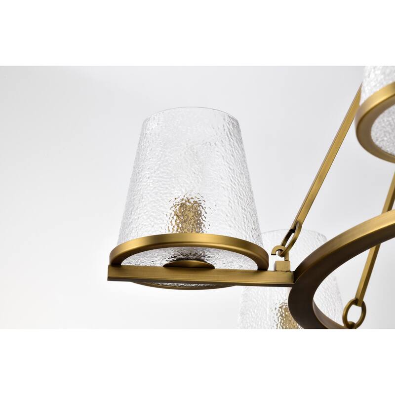 Valentine 7 Light Chandelier Vintage Brass Finish Hammered Glass - Vintage Brass