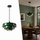 preview thumbnail 5 of 32, Industrial Adjustable Chandelier 1-Light Pendant Light with 3-Layer Metal Shade, Vintage Hanging Lamp for Living Room Green