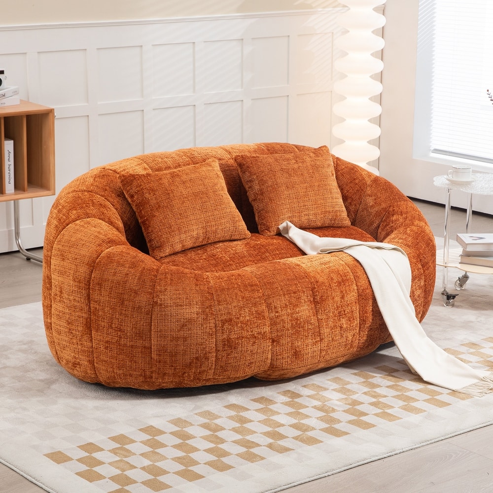 HOMEFUN Chenille Upholstered Durable Comfort Lounger High Back Bean Bag Loveseat Sofa