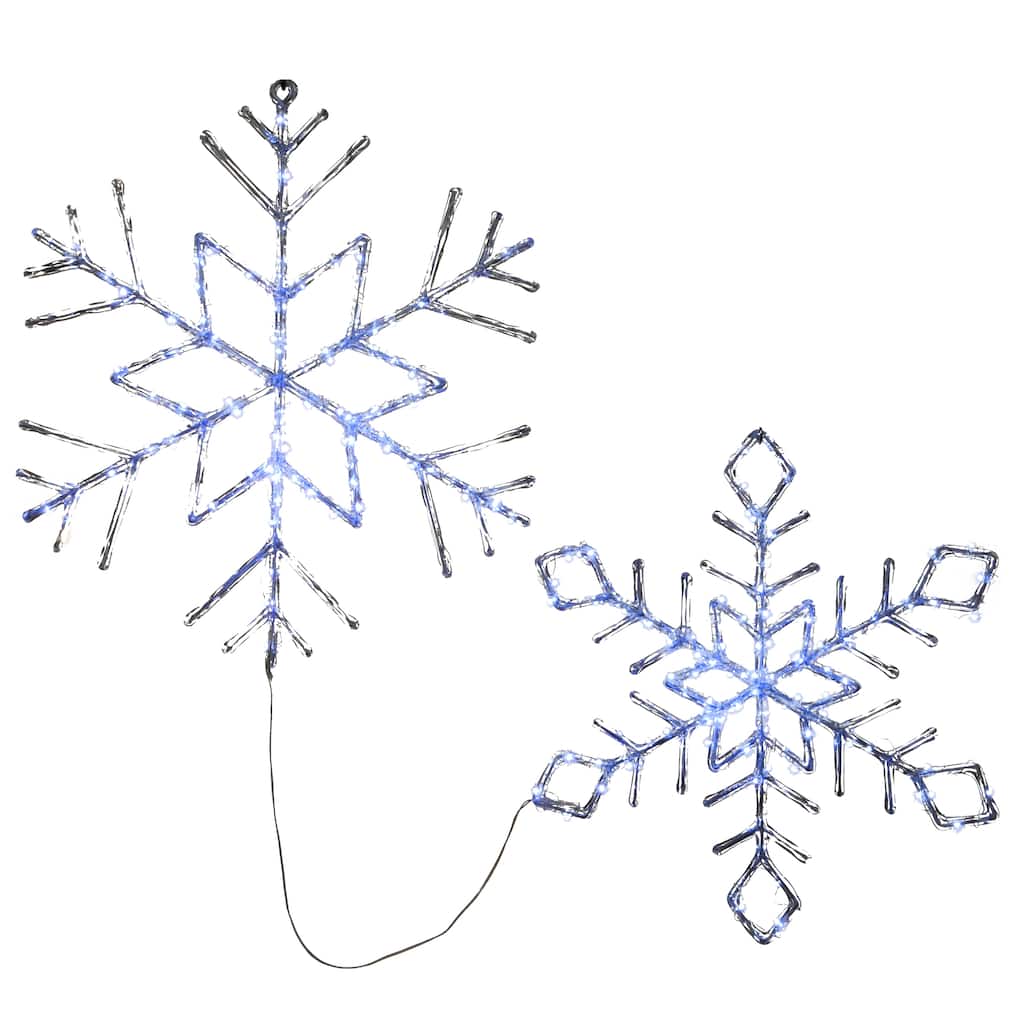 National Tree Company LED Light Ice Crystal Snowflakes, Set of 2 - White - 20 in