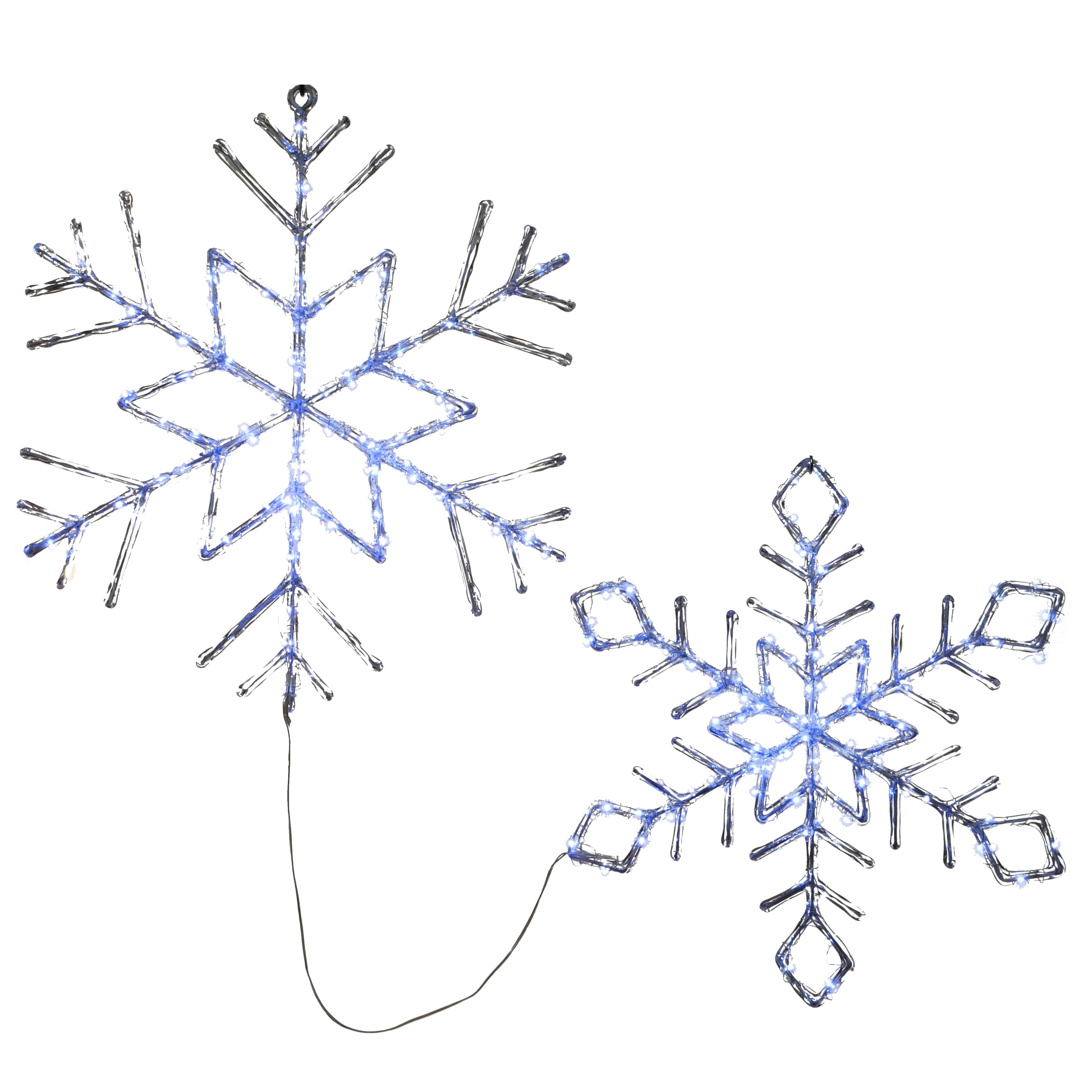National Tree Company LED Light Ice Crystal Snowflakes, Set of 2 - White - 20 in