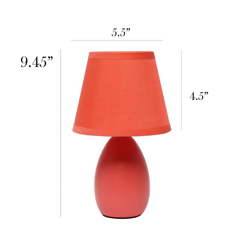 Mini Egg Oval Ceramic Table Lamp with Tapered Shade - 9.5" - Orange