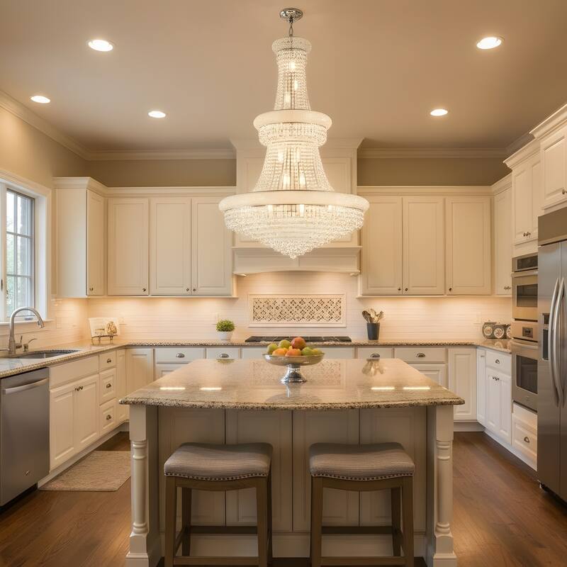 32-Inch Crystal Chandelier, 27-Light Ceiling Light with LED Bulbs - N/A