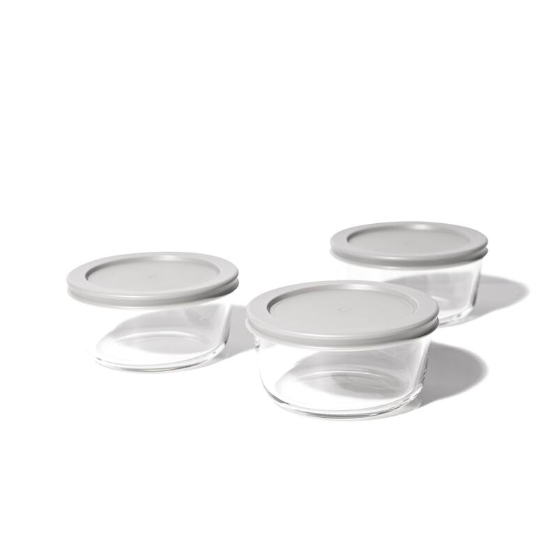 Glass Food Storage Containers Set - Round, 2-Cup (16oz) BPA-Free, Microwave & Oven Safe, Airtight Lids