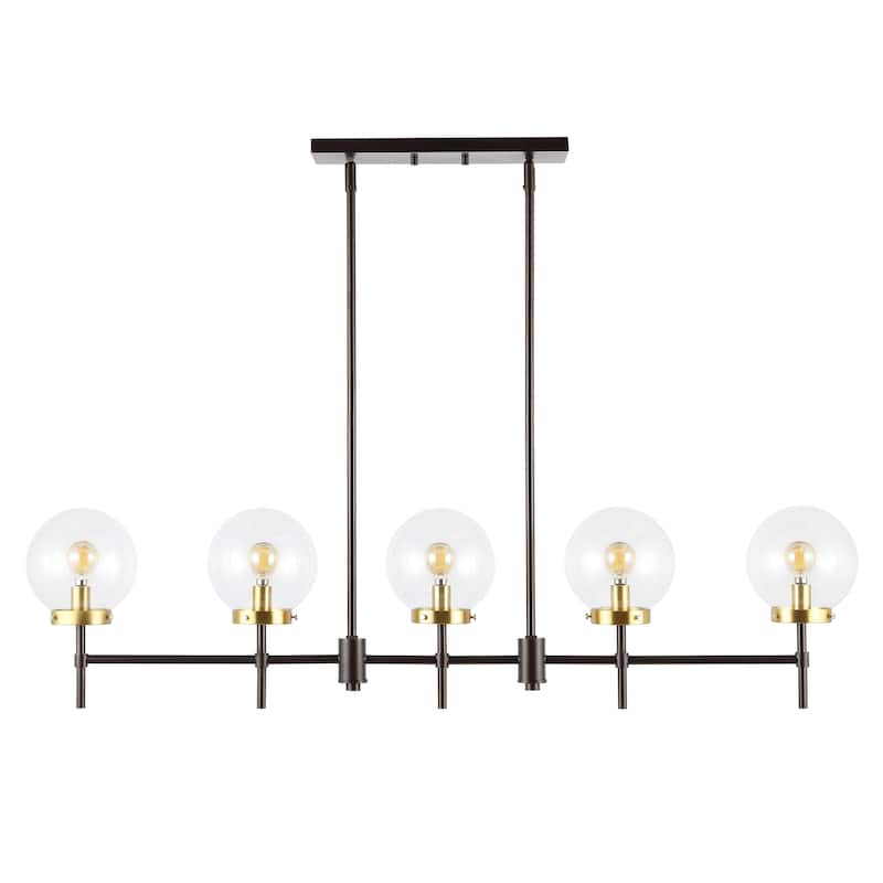 SAFAVIEH Lighting Alisee 45" Modern & Contemporary Pendant (5-Bulb) - 45" W x 6" D x 43" H - Oil Rub Bronze - 45Wx6Dx43H