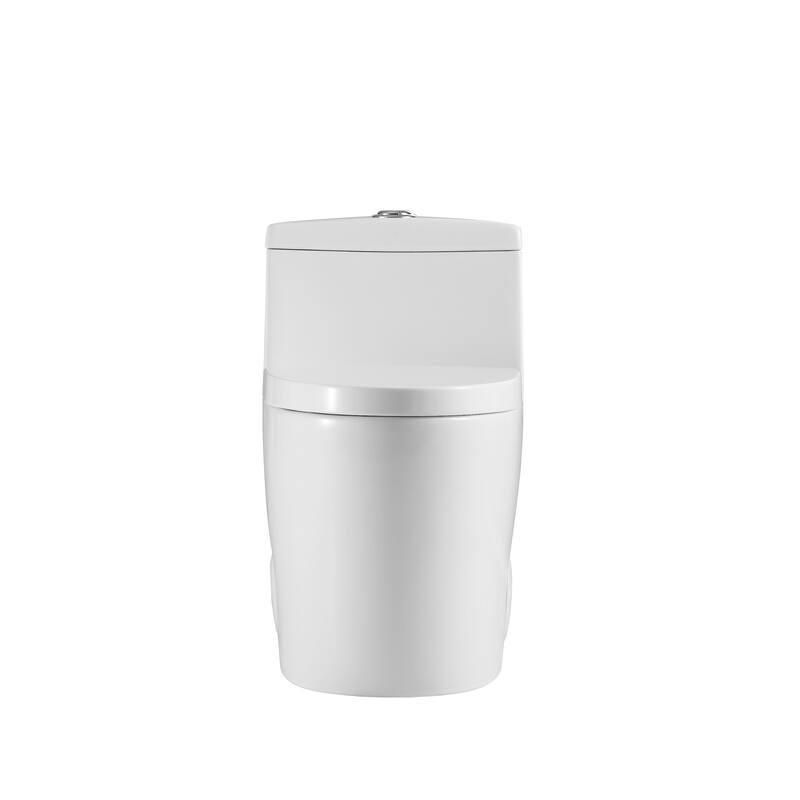 Kingsman Contemporary Modern Design, One Piece Dual Flush 1.2/1.6 Gpf,with Soft Closing toliet seat, Elongated Toilet Pure White