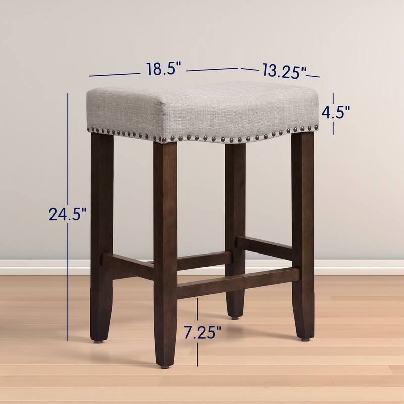 Subrtex Bar Stools / Counter Stools Saddle Linen / Solid wood / Farmhouse Style 24", 29" - Counter Height