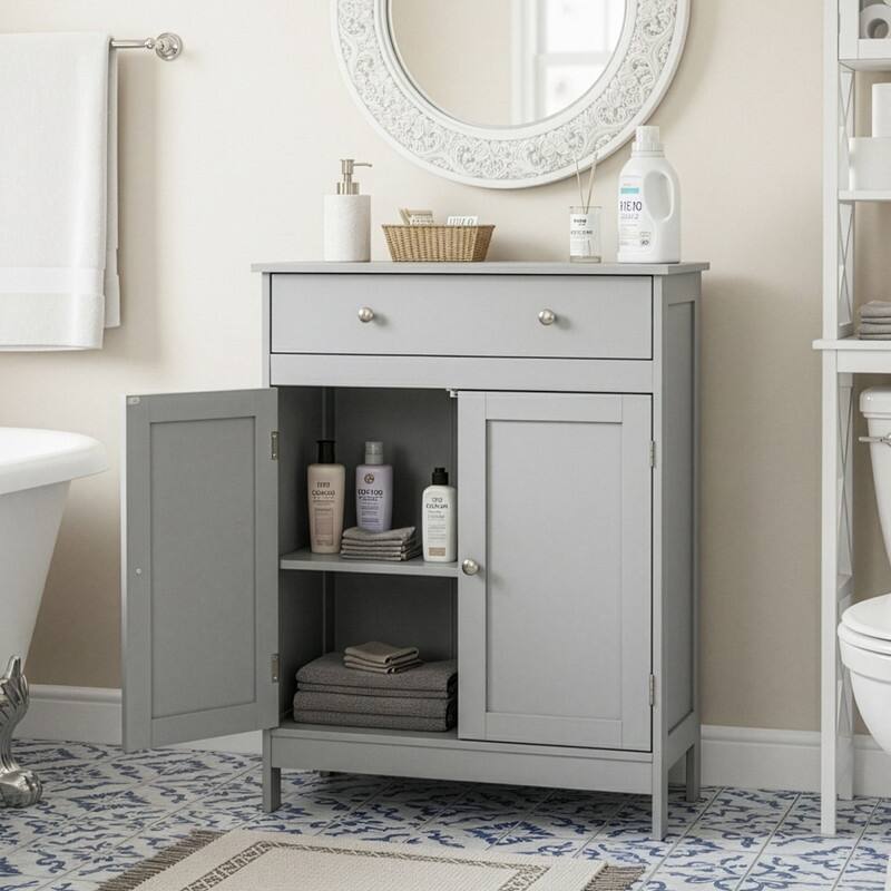 Bathroom Storage Cabinet with 2 Doors and 1 Drawer