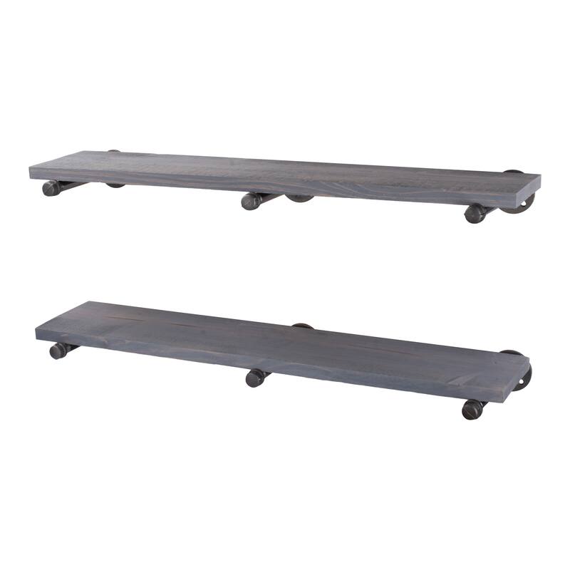 Restore Wood 36 in. Wall Shelf Straight Steel Pipe Brackets, Set of 2
