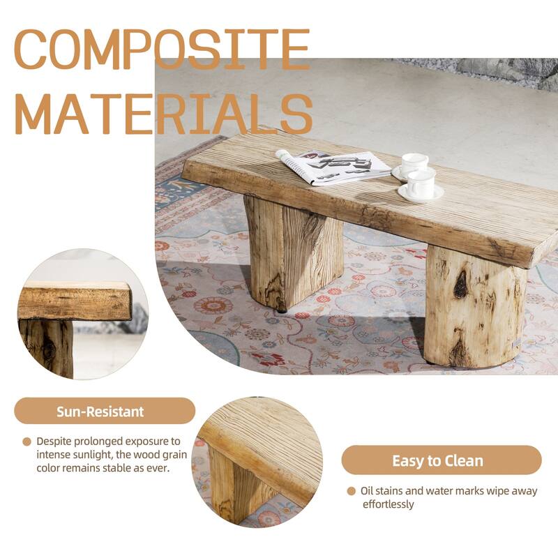 Terrafab Composite Faux-Wood Coffee Table with Iron Frame