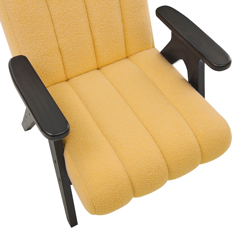 Roundhill Furniture Rella Modern Teddy Sherpa Fabric Accent Chair with Espresso Wood Frame