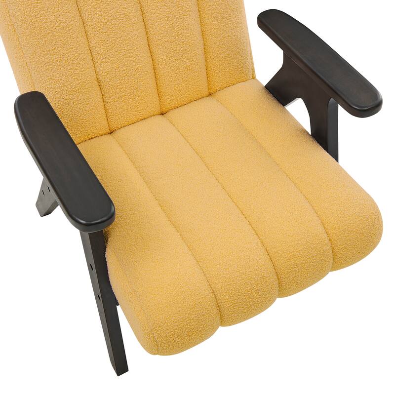 Yellow Unique Reading Chair Dining Chair with Wooden Armrests, Decorative Chair Corner Chair Dressing Chair Padded Chair