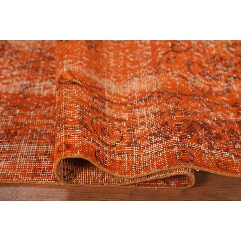 Orange Anatolian Distressed Turkish Vintage Rug Handmade Wool Carpet - 3'9"x 7'0"