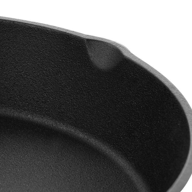 MegaChef 10 Inch Round Preseasoned Cast Iron Frying Pan with Handle in Black - 10 Inch