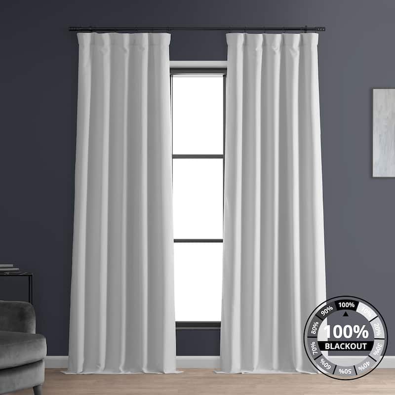 Exclusive Fabrics Faux Linen 100% Blackout Curtains Heat and Light Blocking - (1 Panel) - 50 X 96 - Mission White