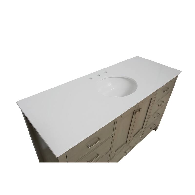 KitchenBathCollection Horizon 60" Single Bathroom Vanity with Engineered White Top