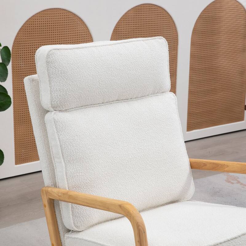Mieres Rocking Chair, High Backrest Wooden Rocking Chair, Movable Armchair with Padded, 38.6"W Modern Leisure Single Sofa