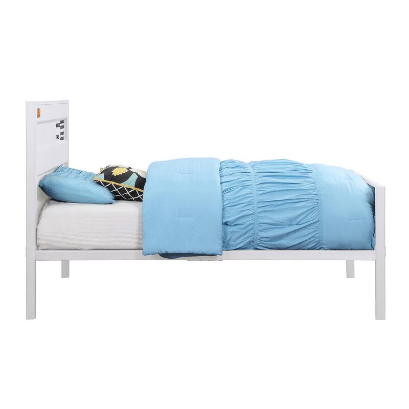 Twin Size Metal Platform Bed with Cargo-Inspired Design and Slat Support