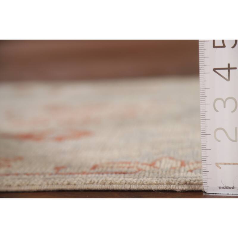 Hand Knotted Oriental 100% Wool Carpet Transitional All-Over Beige & Ivories Oushak Runner Rug - 17' 7'' X 2' 5''