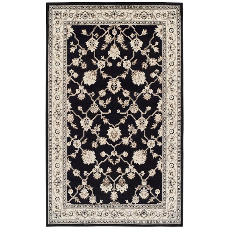 Superior Traditional Floral and Vines Indoor Area Rug - 2' x 3' - Black