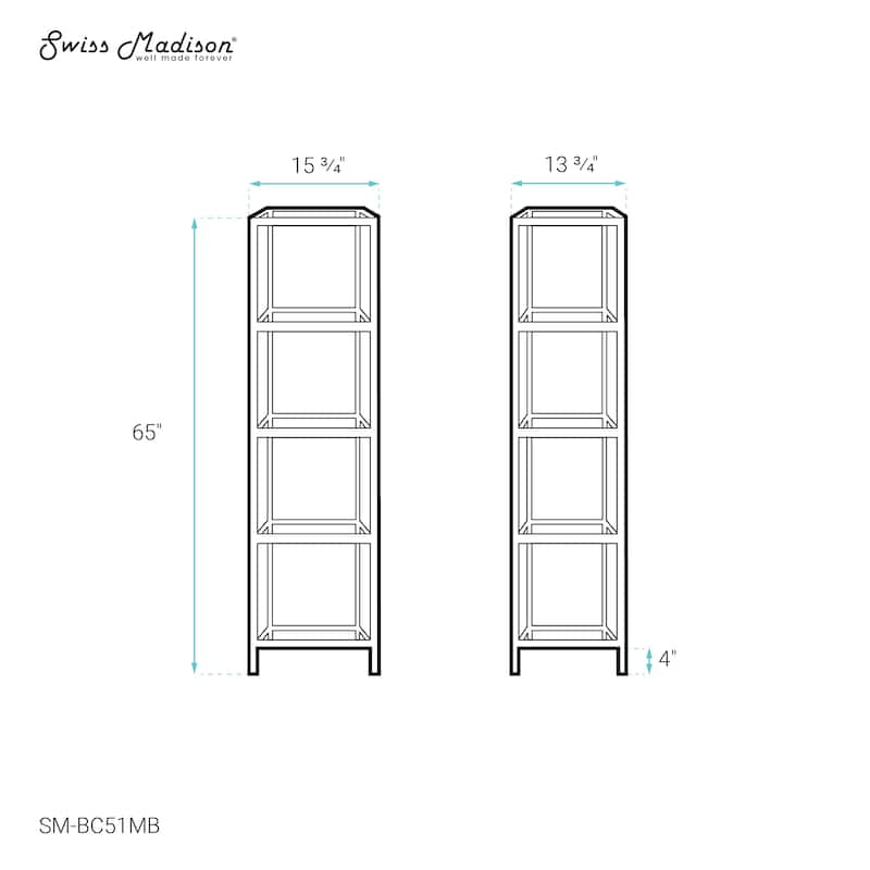 Pierre 16"X65"X14" Freestanding Linen Cabinet In Matte Black