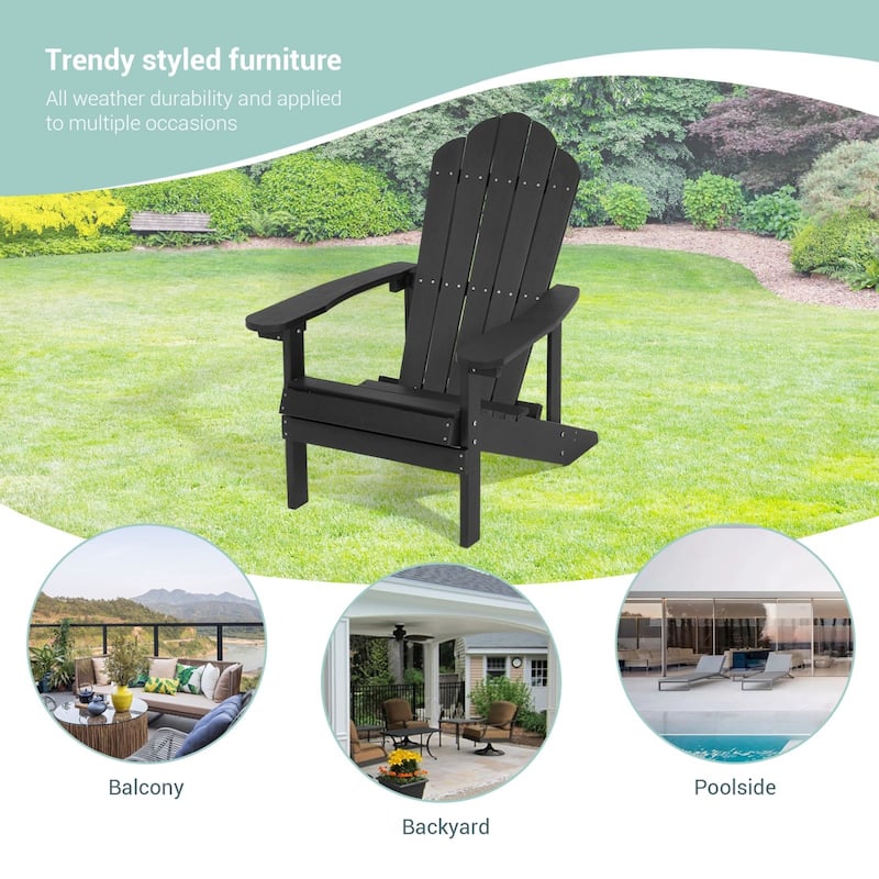 BONOSUKI Outdoor Faux Wood HIPS Patio Adirondack Chair