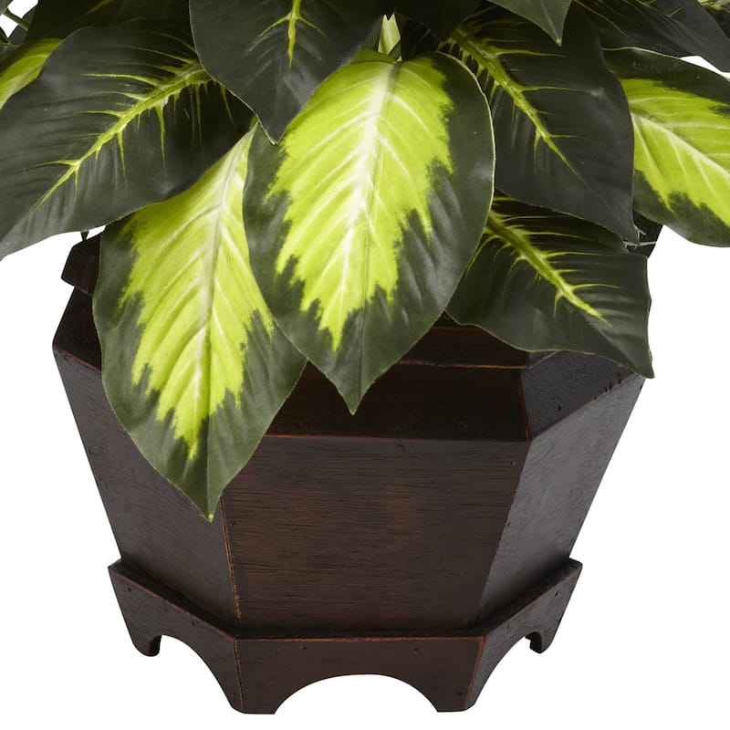 Golden Dieffenbachia Plant with Vase Artificial Tropical Floor Plant Home Decor - 1.83ft.