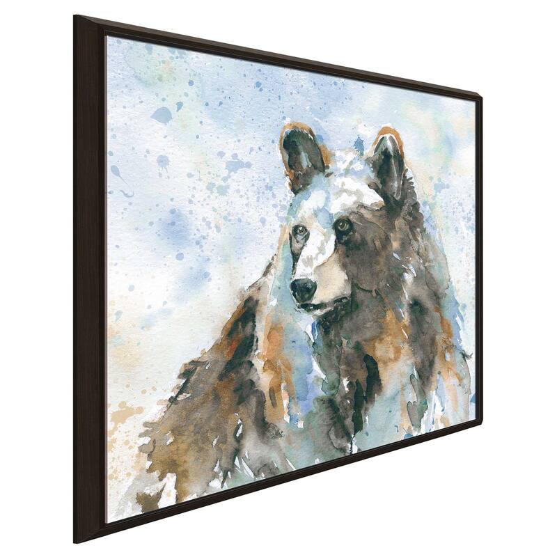 "Black Bear On Blue" by Carol Robinson Print on Floating Canvas
