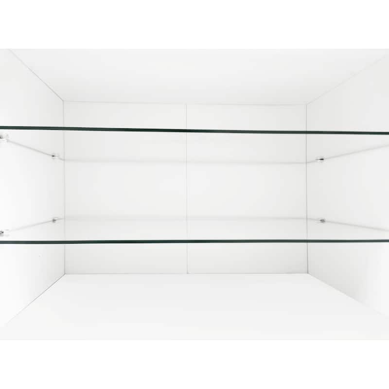 Roomfitters Versatile TV Cabinet with 2 Glass Shelves, Unique Design Entertainment Center for TVs up to 105"