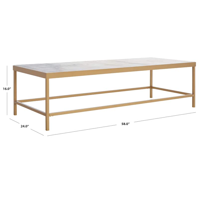SAFAVIEH Couture Kumi Rectangle Marble Coffee Table - 58 In W x 24 In D x 16 In H - 58Wx24Dx16H