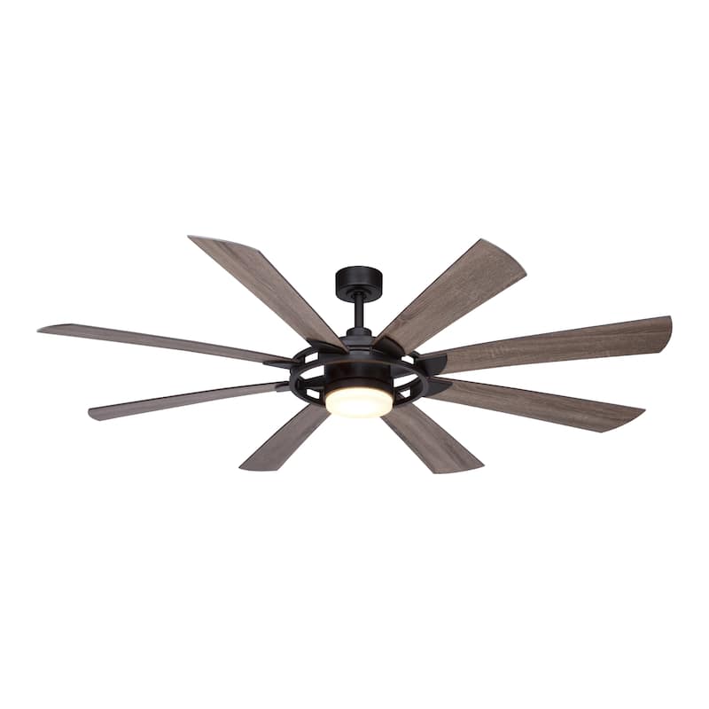 Burlington 68-in Farmhouse Windmill Indoor Outdoor Ceiling Fan with LED Light Kit and Remote