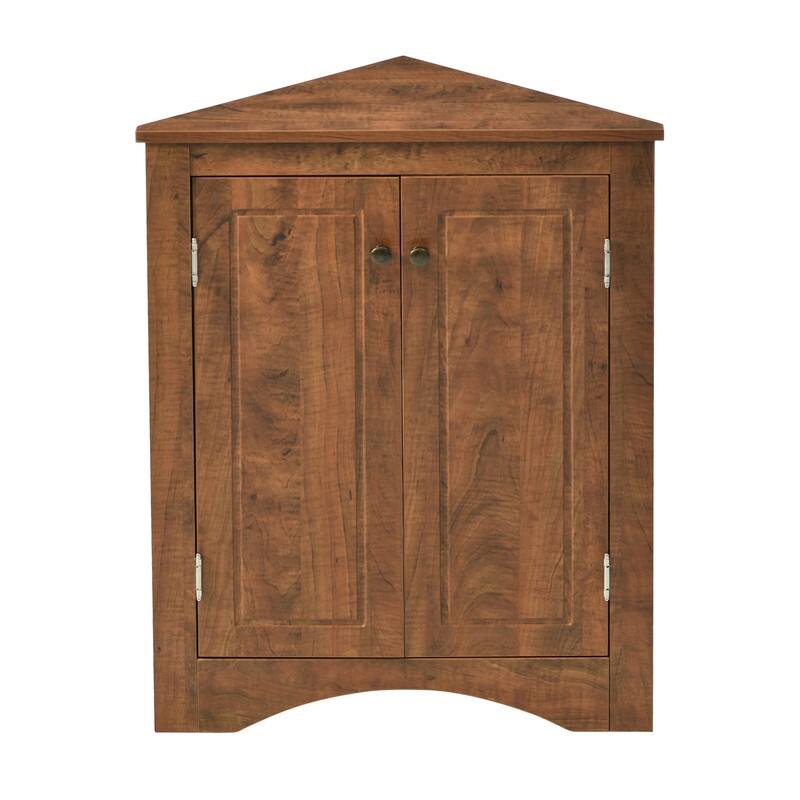 Triangle Bathroom Storage Cabinet with Adjustable Shelves, Freestanding Floor Cabinet for Home Kitchen