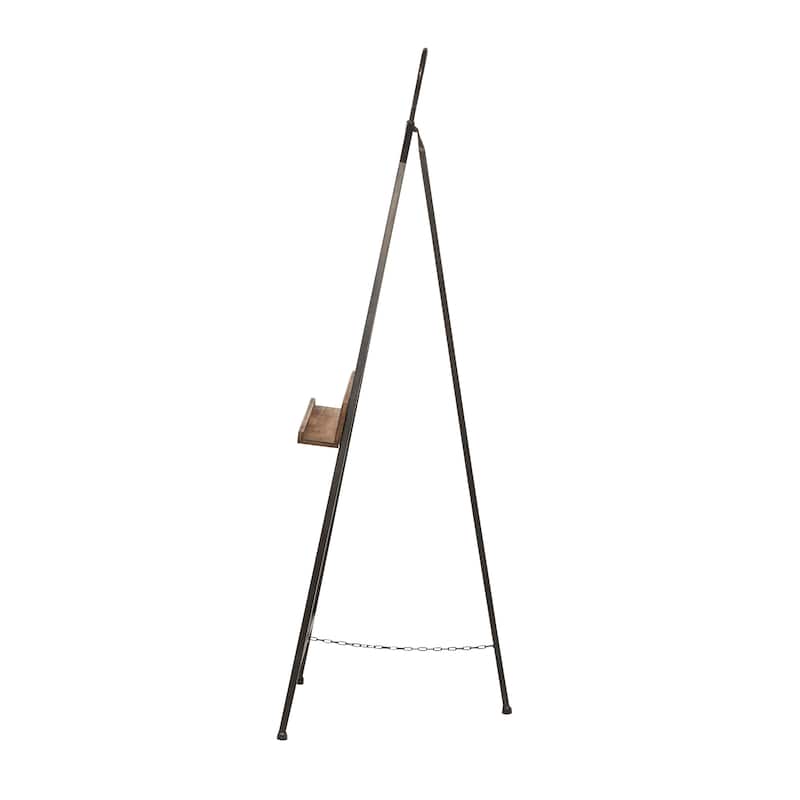 Metal Adjustable Display Easel with Chain Support and Wood Tray - Black - Roche River Decor