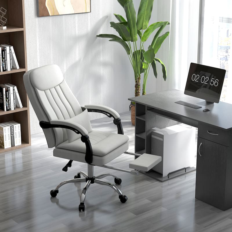Vinsetto Microfibre Vibration Massage Office Chair, Heated Reclining Computer Chair with Footrest
