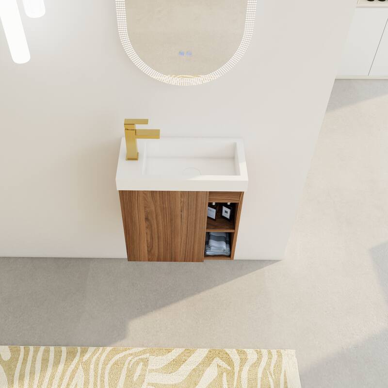 20" Floating Bathroom Vanity with Soft-Close Door and Resin Sink, Space-Saving Wall-Mounted Design