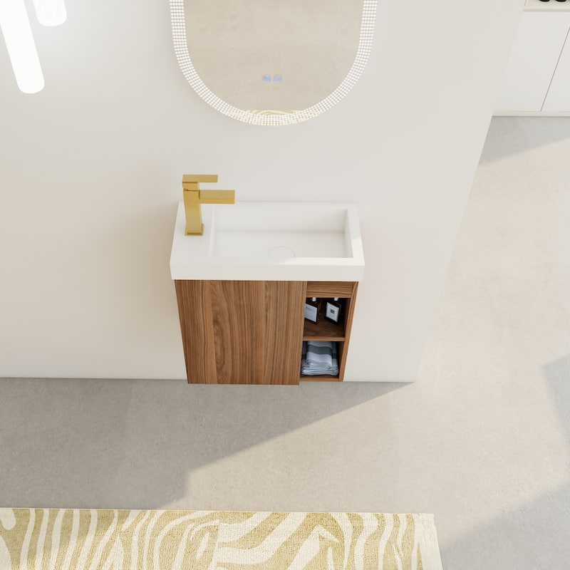 20'' Floating Wall-Mounted Bathroom Vanity with White Resin Sink ,Soft-Close Cabinet Door
