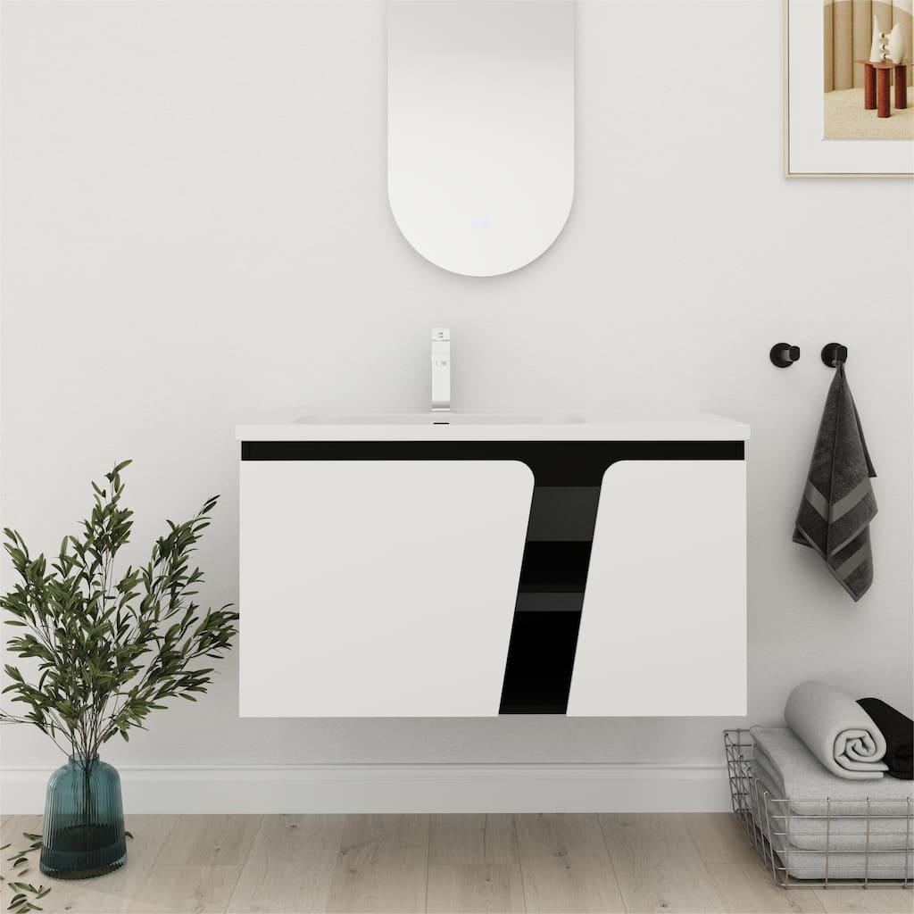 Bathroom Vanity With Sink In 32/36/40/84/76/92 Inch, Floating Bathroom Vanity With Soft Close Door