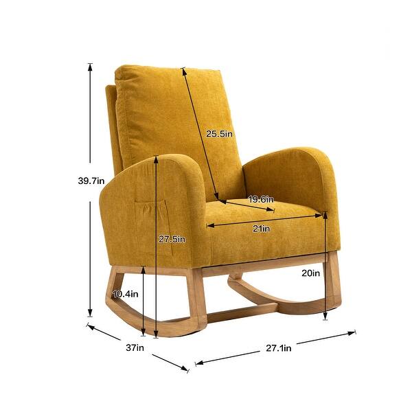 slide 2 of 8, Modern Accent Rocking Chair , Upholstered Tall Back Accent Armchair Nursery Glider Rocker Orange