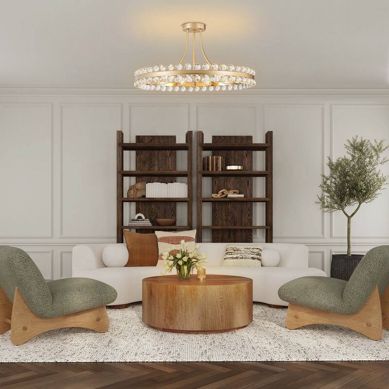 Starsky 4/9-light Modern Crystal Ceiling Light Round Semi Flush Mount