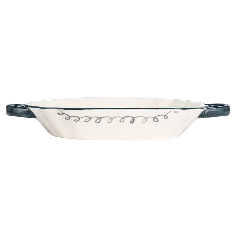 Stoneware Plate with Image in Two Styles - 9.6"L x 4.8"W x 1.3"H