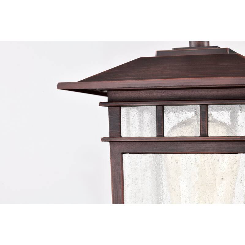 Cove Neck Outdoor Medium Post Light Pole Lantern 1 Light Rustic Bronze Clear Seeded Glass - Rustic Bronze