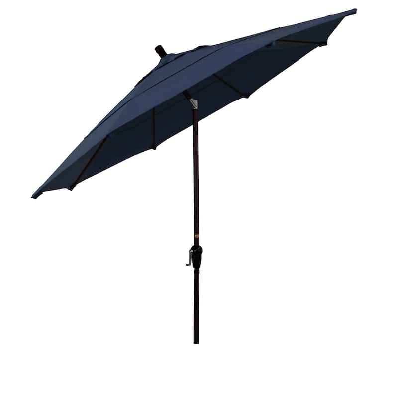 California Umbrella 11' Rd Sunset Series Patio Umbrella Bronze Aluminum Frame Crank Lift Auto Tilt Sunbrella