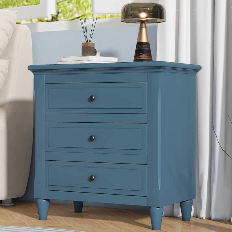 Modern Nightstand with 3 Drawers
