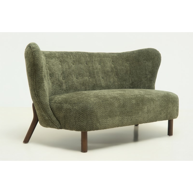 Christopher Knight Home - Chenille Upholstered Loveseat Sofa with Curved Backrest 57.9" Accent Sofa - Olive Green