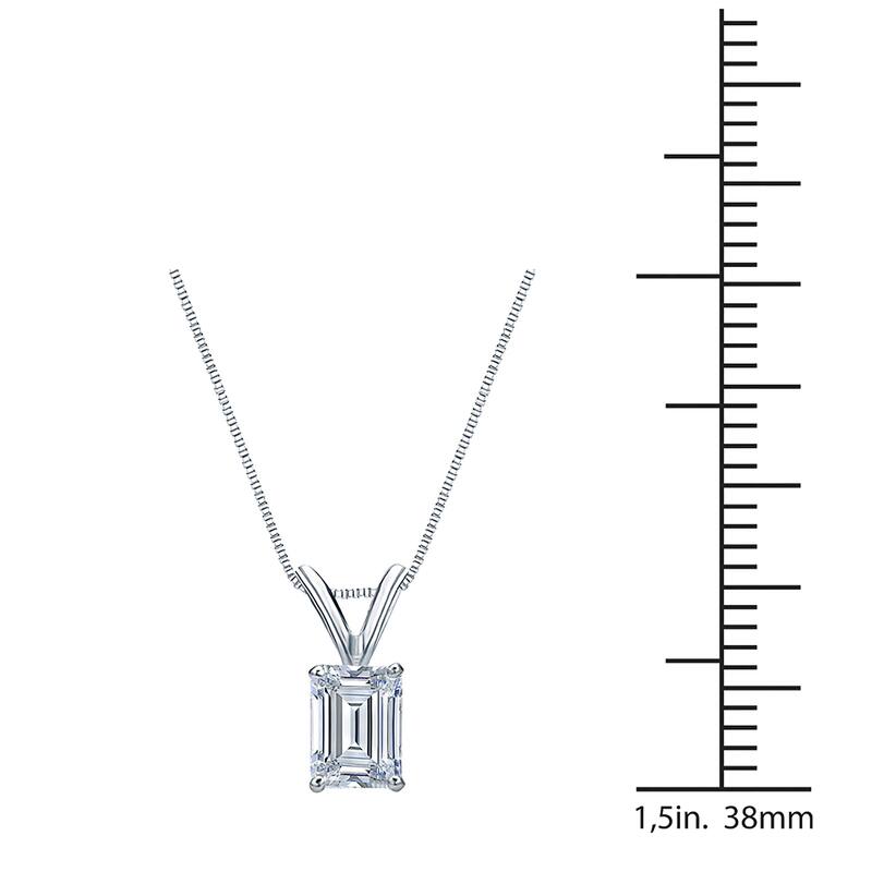 Auriya 1/2ctw Emerald Solitaire Diamond Necklace 14k Gold Prong-set (H-I, SI1-SI2)