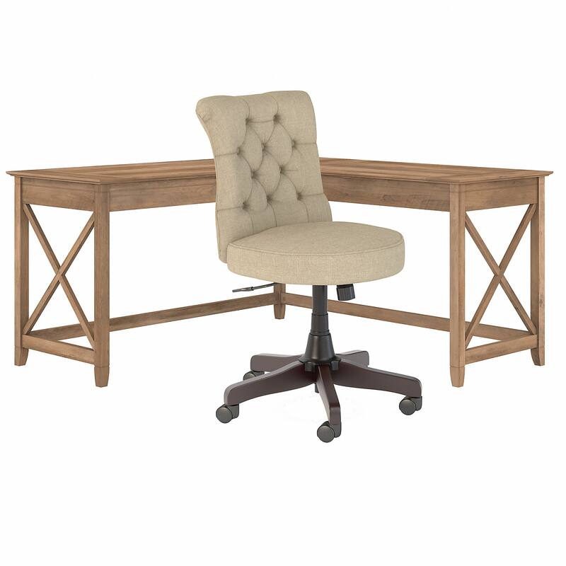 Key West 60W L-Desk with Tufted Office Chair by Bush Furniture