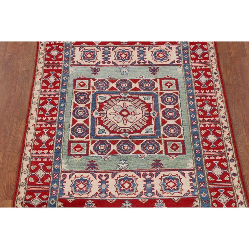 Kazak Oriental Foyer Rug Handmade Bedroom Wool Carpet - 3'5" x 4'10"