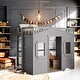 preview thumbnail 2 of 13, Elegant Design Twin Size Wood House Loft Bed With Ladder,Modern Multi-Functional Children's Bed-Gray