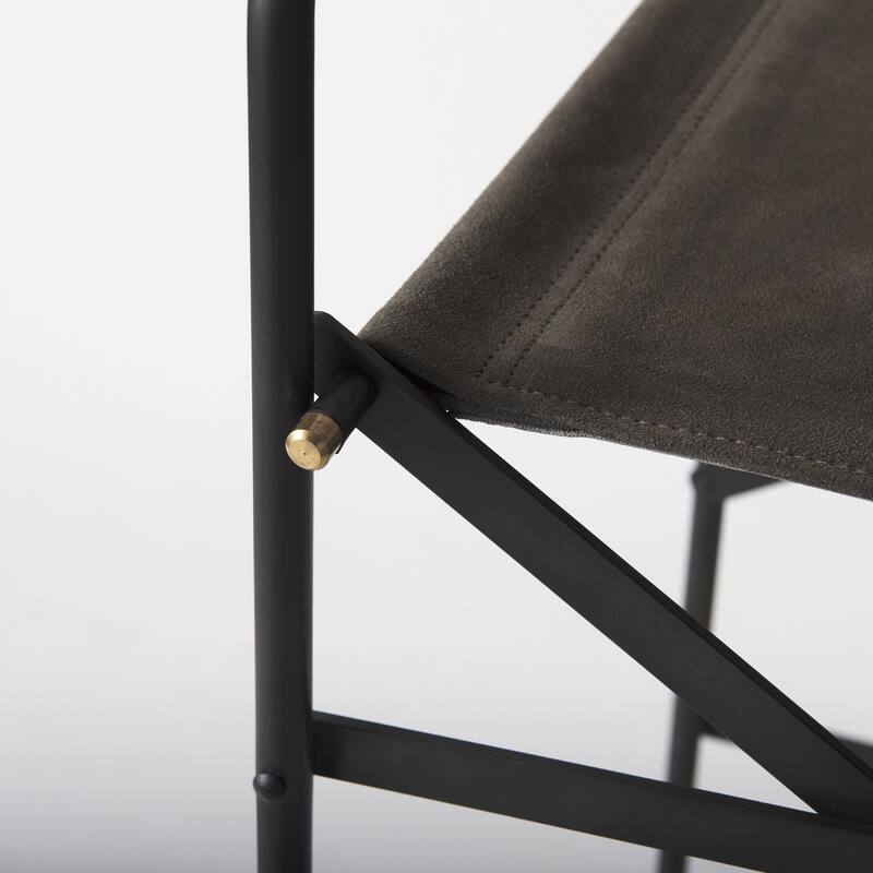 Modern Folding Faux Leather Bar Stool with Full Backrest and Black Metal Legs for Kitchen Dining