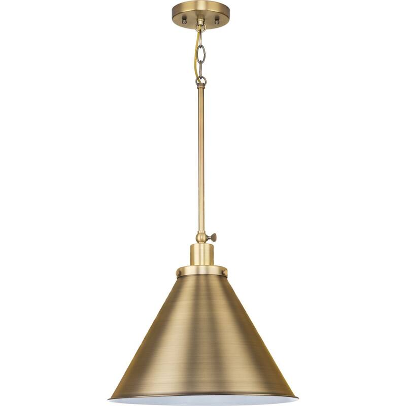 Hinton Collection One-Light Vintage Brass Modern Farmhouse Pendant - 16 in x 16 in x 14 in